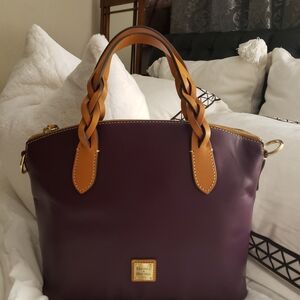 Dooney & Bourke Purple and Tan Leather Tote